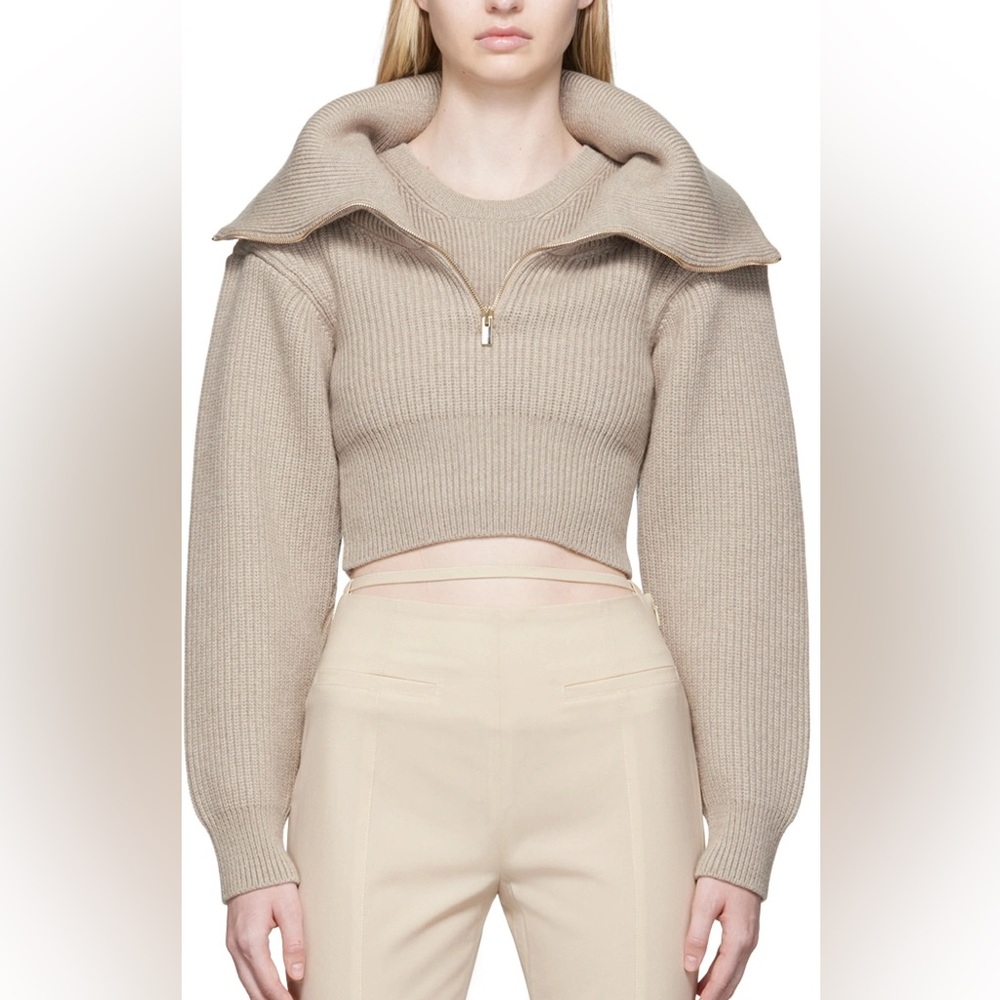 Jacquemus La maille Risoul Double collar sweater 36 Beige